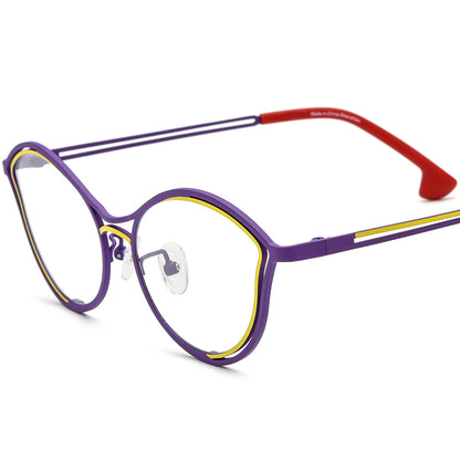 Colourful Titanium Cat Eye Optical Glasses Frame Lightweight - Purple Yellow - MCROONS