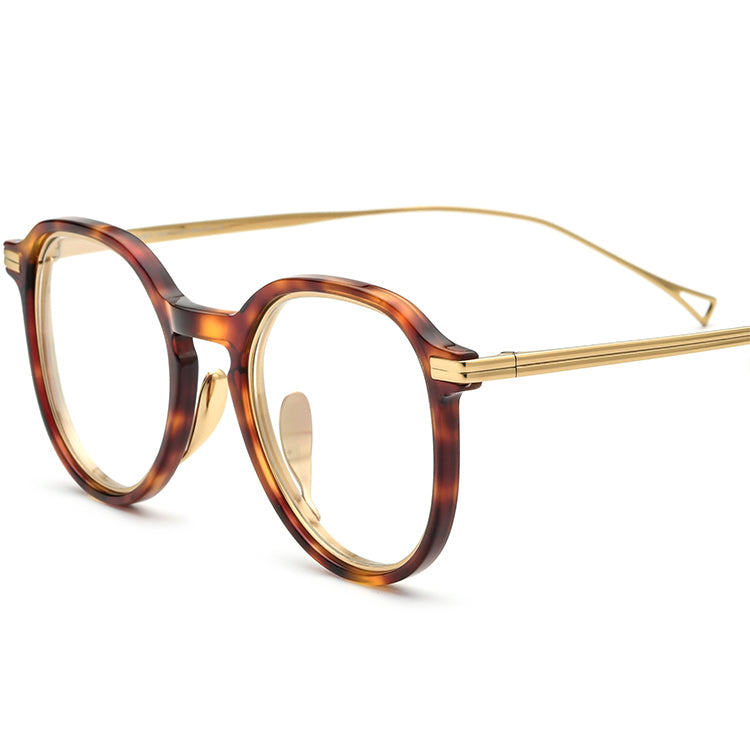 Round Acetate Titanium Optical Glasses Frame - Multi - MCROONS