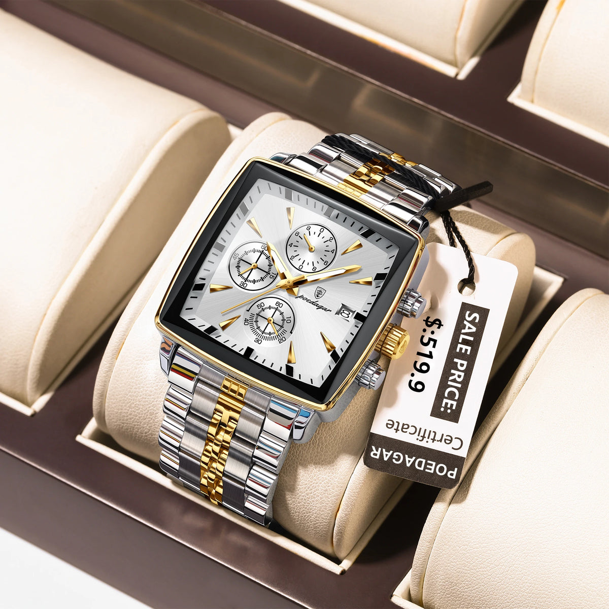 Poedagar 866 Men's Luxury Chronograph Quartz Watch – Stainless Steel Band, Waterproof, Luminous