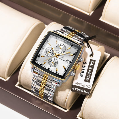 Poedagar 866 Men's Luxury Chronograph Quartz Watch – Stainless Steel Band, Waterproof, Luminous
