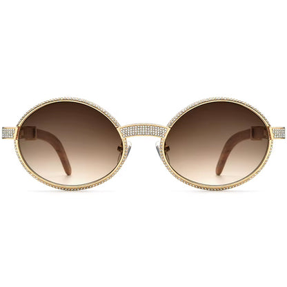 Diamante Wood Round Sunglasses - MCROONS - front view