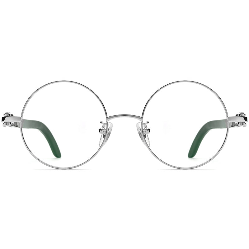 Round Buffalo Horn Optical Glasses - MCROONS - worn view