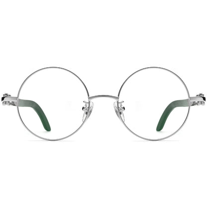 Round Buffalo Horn Optical Glasses - MCROONS - worn view