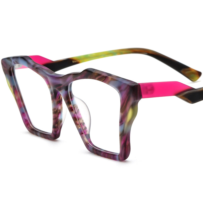 Retro Cat Eye Acetate Optical Glasses Frame - Purple - MCROONS