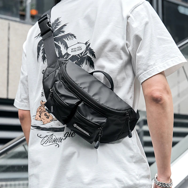 Men'S Shoulder Bag PVC Commute Vintage Water Resistant Travel Crossbody Bag Men Custom Logo Unisex Bags Can Fit 7.9 Inch Flat