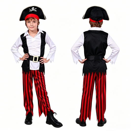 Little Pirate Captain Boys Kids Halloween Costume - MCROONS front view