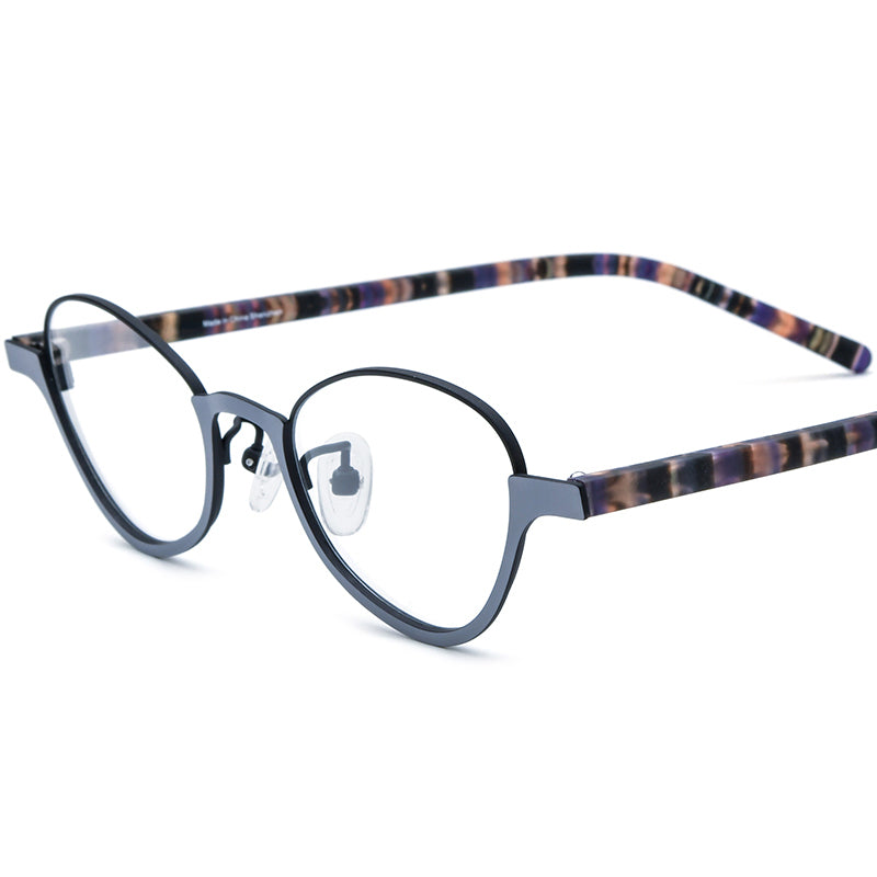 Acetate Titanium Cat Eye Optical Glasses Frame - Gray - MCROONS