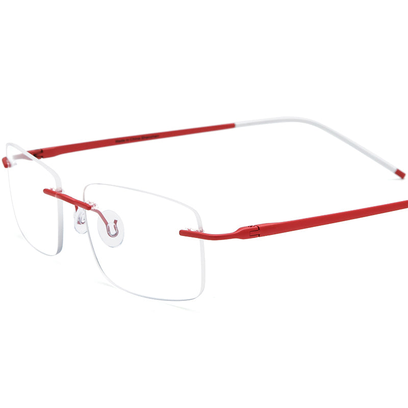 Rimless Titanium Square Optical Glasses Frame Ultralight - Red - MCROONS