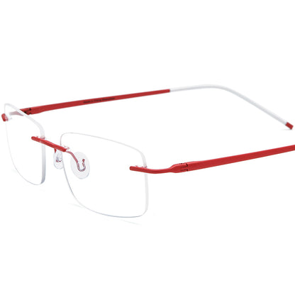 Rimless Titanium Square Optical Glasses Frame Ultralight - Red - MCROONS