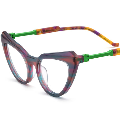 Retro Matte Acetate Cat Eye Optical Glasses Frame - Multicolour - MCROONS