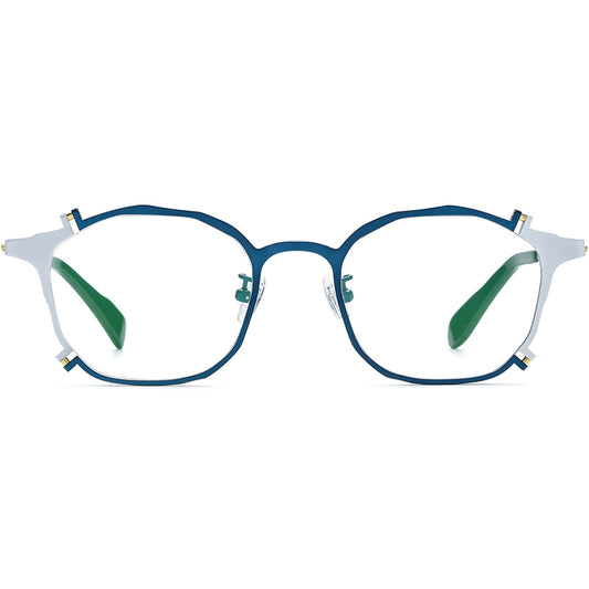 Vintage Square Titanium Optical Glasses Frame - Blue Silver - MCROONS
