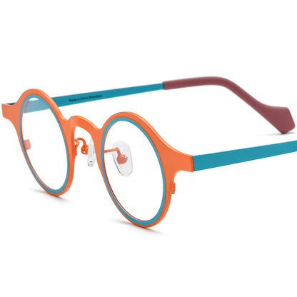 Colourful Titanium Round Optical Glasses Frame Vintage - Matte Orange - MCROONS