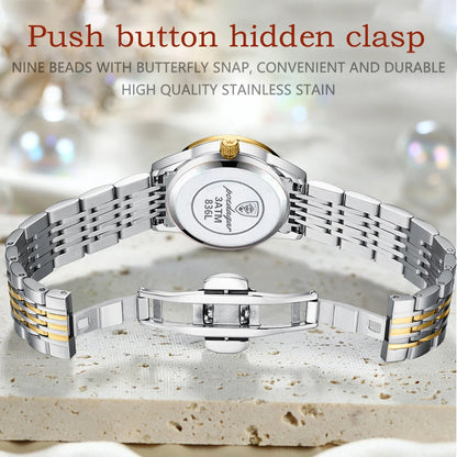 Poedagar 266 Women's Luxury Quartz Watch – Stainless Steel Band, Waterproof, Luminous, Date