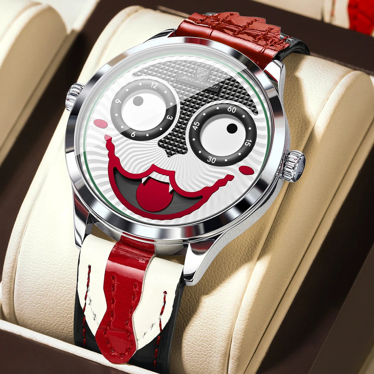 Poedagar 676 Men's Luxury Quartz Watch – Leather Strap, Waterproof, Luminous