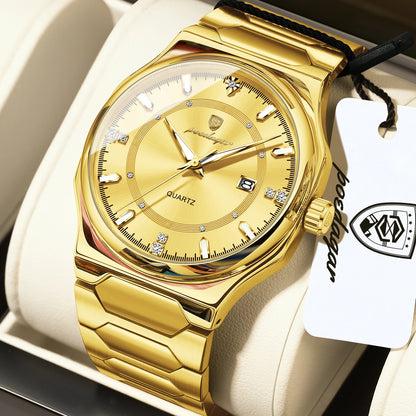 Poedagar 967 Men's Luxury Quartz Watch – Stainless Steel Band, Waterproof, Luminous, Date