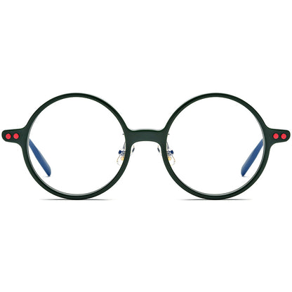 Vintage Round Acetate Optical Glasses Frame - Dark Green - MCROONS