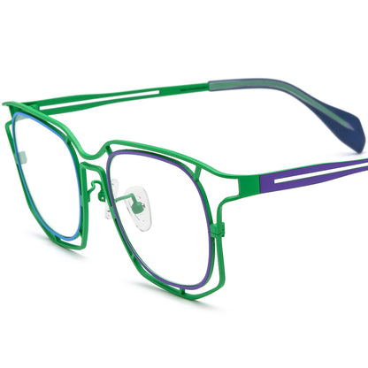 Colourful Titanium Square Optical Glasses Frame Designer - MCROONS - Green