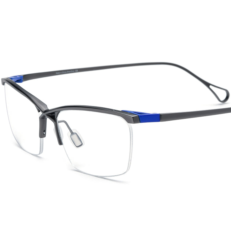 Square Titanium Optical Glasses Frame Half-Rim - Gray - MCROONS