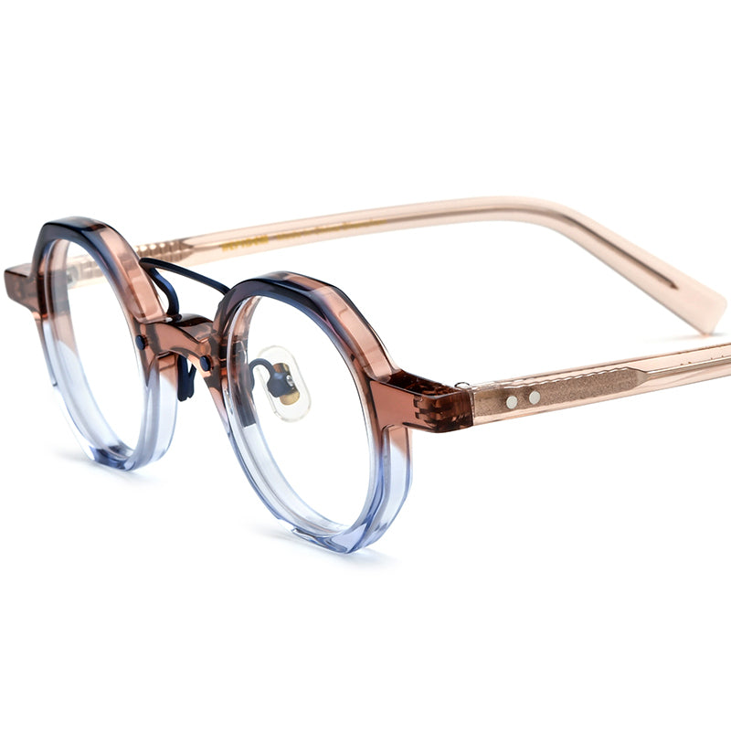 Acetate Octagon Optical Glasses Frame Designer - Blue Brown - MCROONS