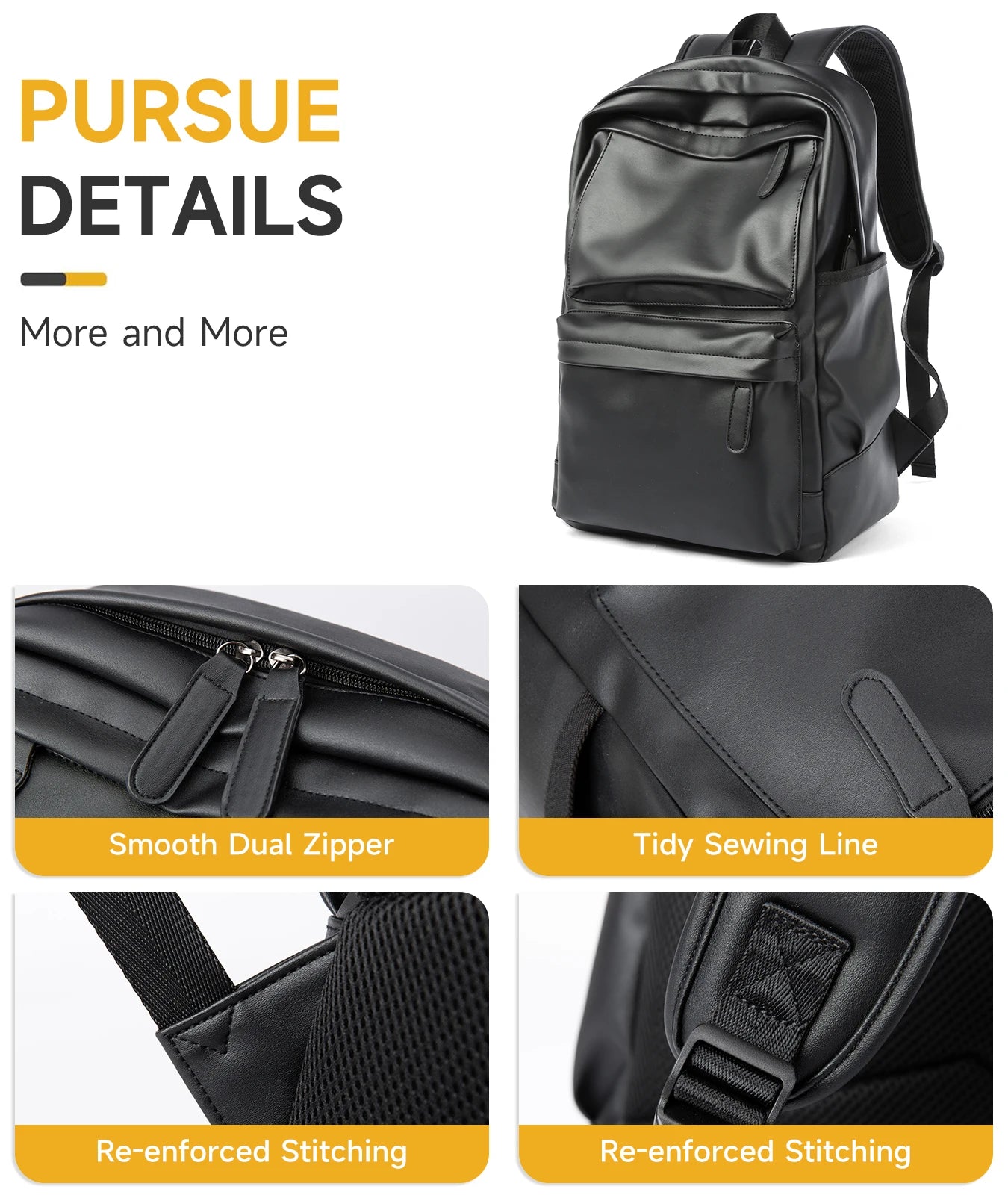 Wholesale PU Laptop Backpack Bags for Men Business Travel PU Leather Men'S Backpack