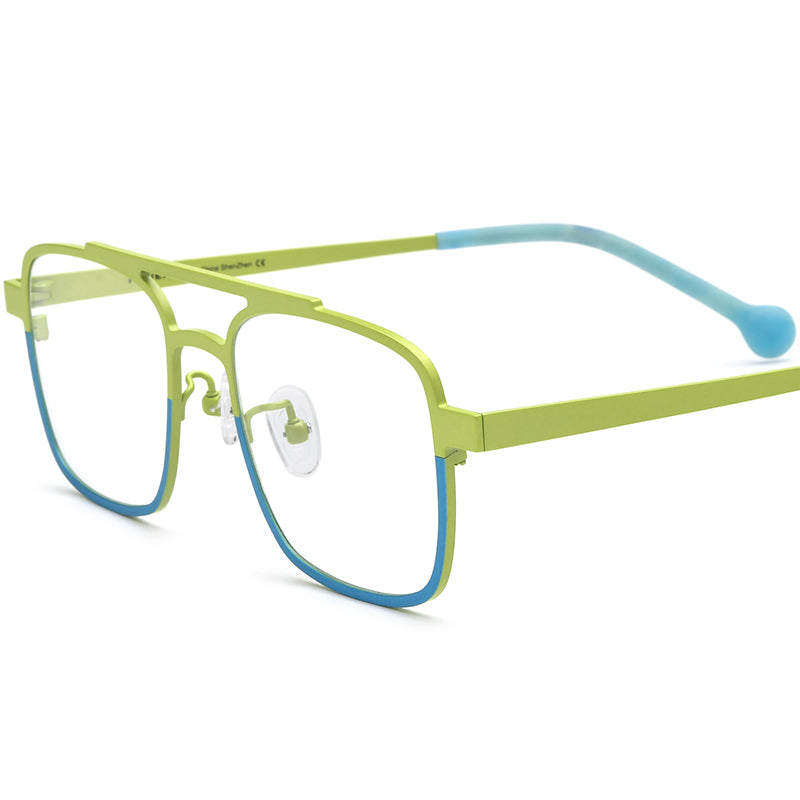 Titanium Aviator Optical Glasses Frame Retro Pilot - MCROONS - Matte Yellow
