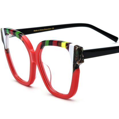 Retro Fashion Cat Eye Optical Frame Big Size - Red - MCROONS
