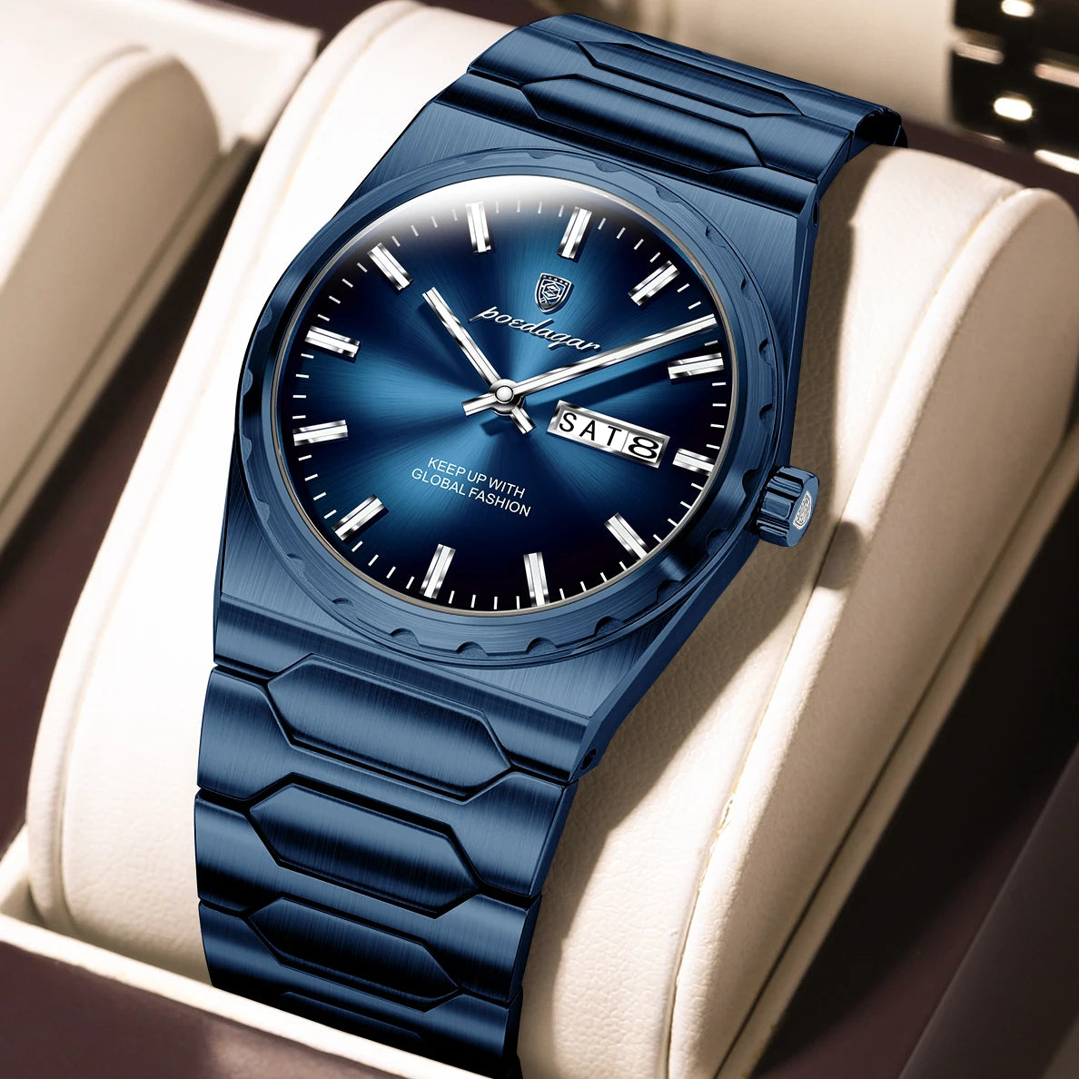 Poedagar 847 Men's Luxury Quartz Watch – Stainless Steel Band, Waterproof, Date