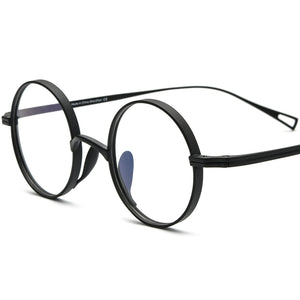 Classic Titanium Round Optical Glasses - Black - MCROONS
