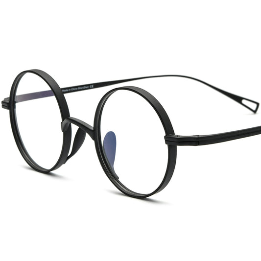 Classic Titanium Round Optical Glasses - Black - MCROONS