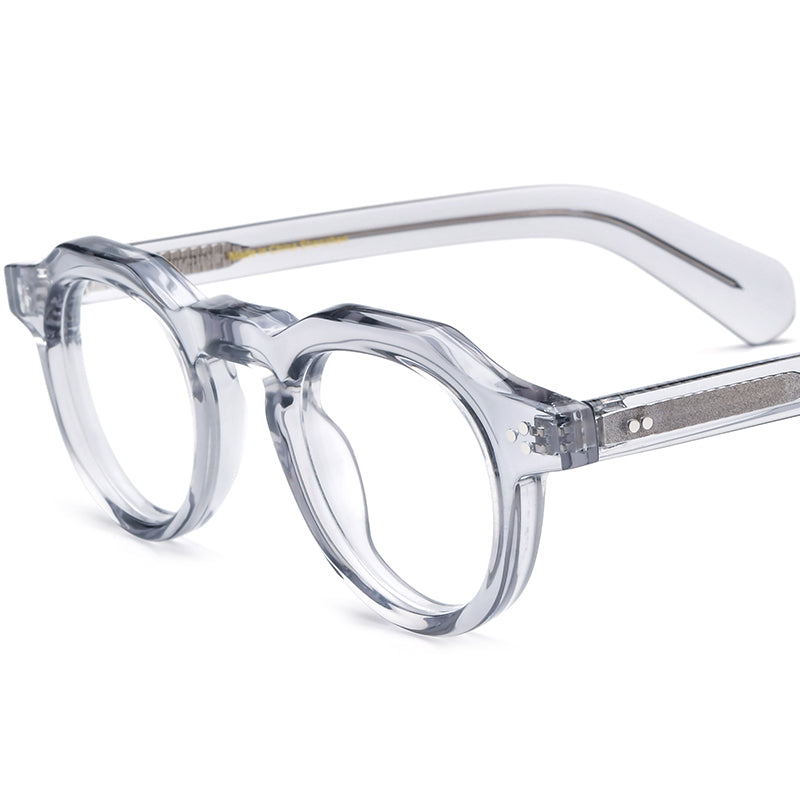 Vintage Thick Round Acetate Optical Glasses Frame - MCROONS - Clear Gray