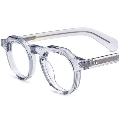 Vintage Thick Round Acetate Optical Glasses Frame - MCROONS - Clear Gray