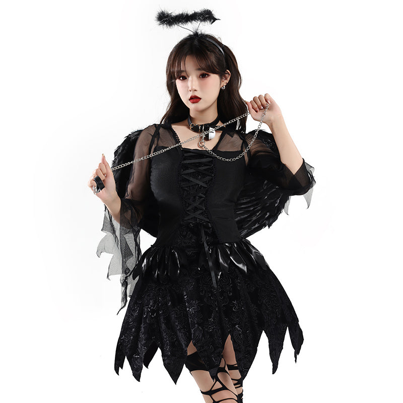 Black Angel Demon Wings detail