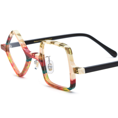 Retro Irregular Geometric Acetate Optical Glasses Frame - Yellow Orange - MCROONS