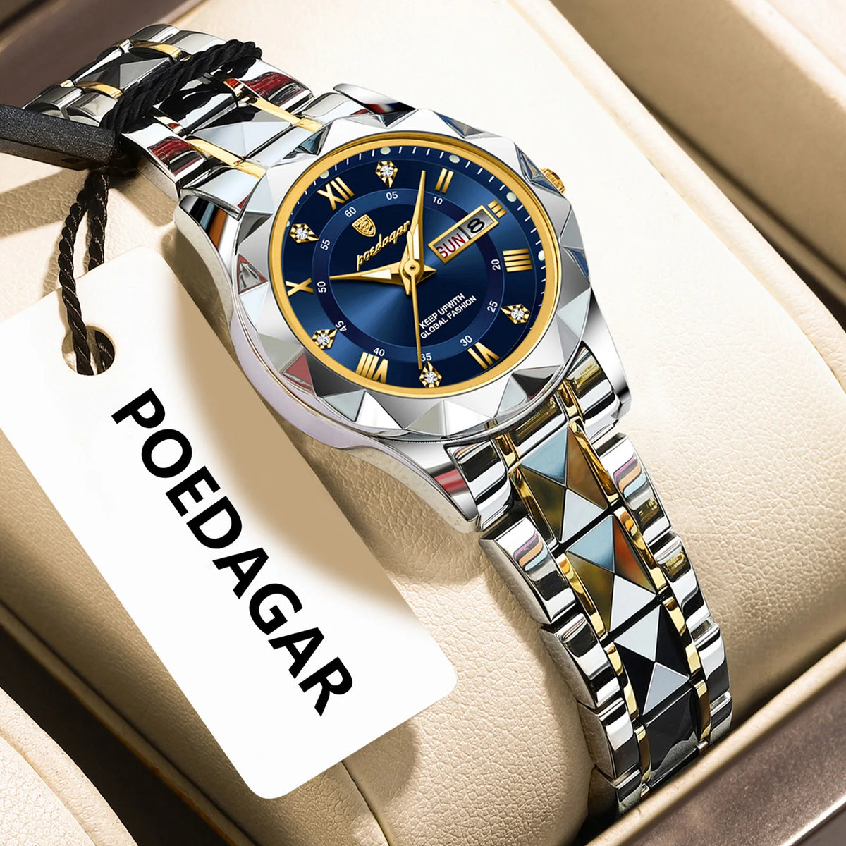 Poedagar 306 Women's Luxury Quartz Watch – Stainless Steel Band, Waterproof, Luminous, Date