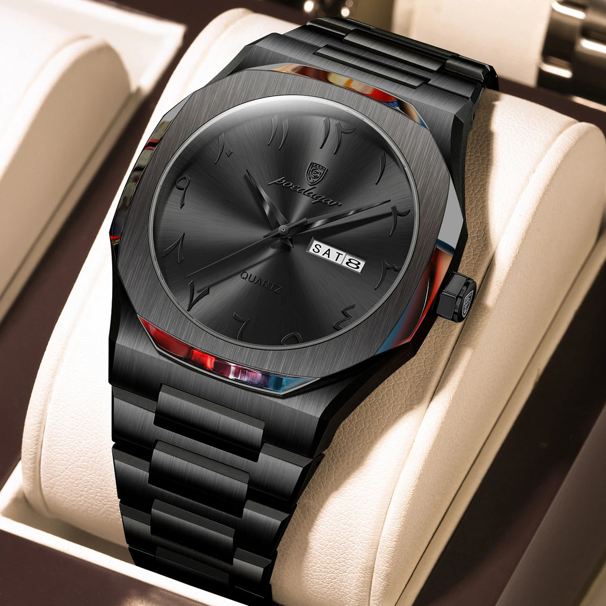 Poedagar 830 Men's Luxury Quartz Watch – Stainless Steel Band, Waterproof, Luminous, Date