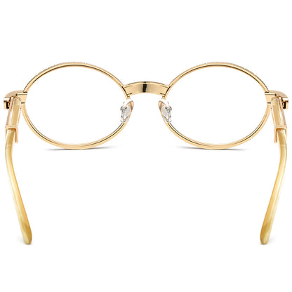 Diamond-Set Round Buffalo Horn Optical Glasses - MCROONS - White back view