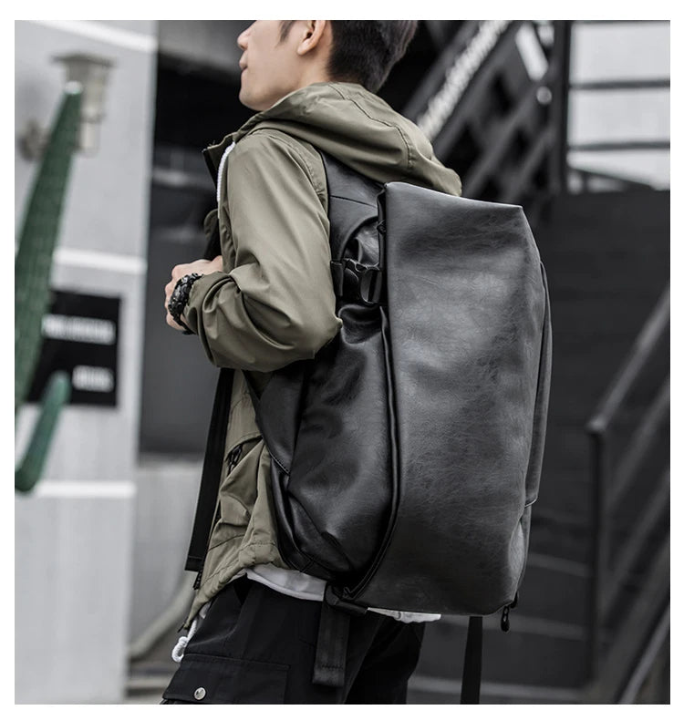 Causal Backpacks Black Waterproof Mochila anti Theft Travel Laptop PU Leather Backpack Bags for Men Business School