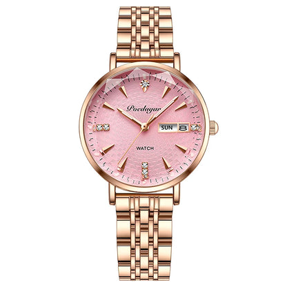 Poedagar 312 Women's Luxury Quartz Watch – Stainless Steel Band, Waterproof, Date