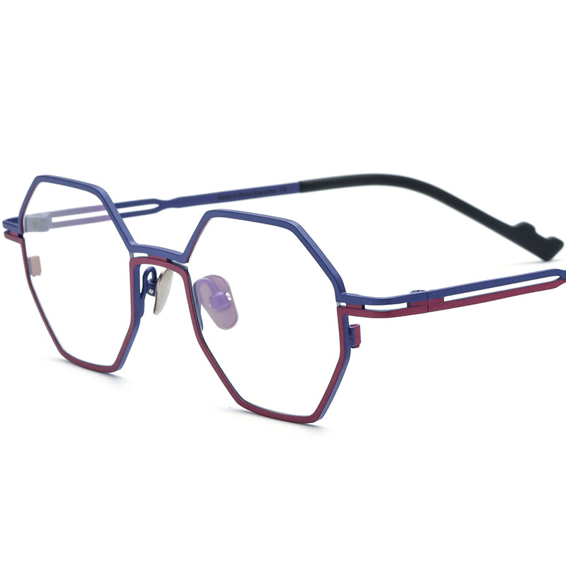 Titanium Octagonal Optical Glasses Frame Vintage - Blue Purple - MCROONS