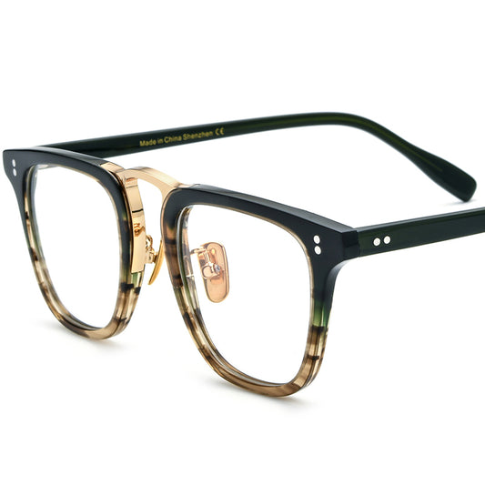 Classic Square Acetate Optical Glasses Frame - Yellow Stripe - MCROONS