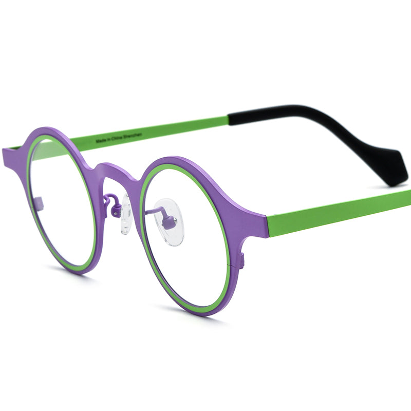 Colourful Titanium Round Optical Glasses Frame Vintage - Matte Purple - MCROONS