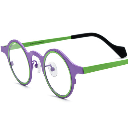 Colourful Titanium Round Optical Glasses Frame Vintage - Matte Purple - MCROONS