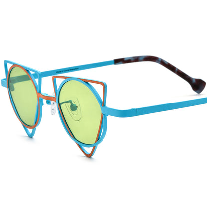 Asymmetric Titanium Polarised Sunglasses Fashion - Orange Blue - MCROONS