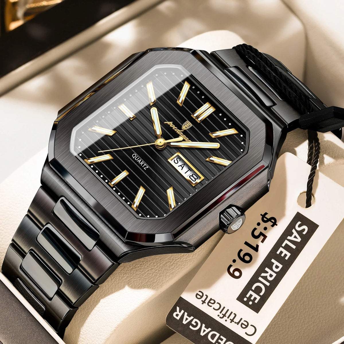 Poedagar 672 Men's Luxury Quartz Watch – Stainless Steel Band, Waterproof, Luminous, Date