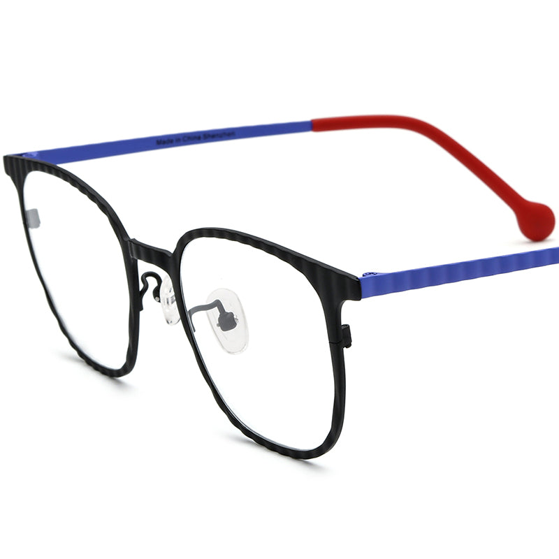 Colourful Titanium Square Optical Glasses Frame Retro - Black - MCROONS