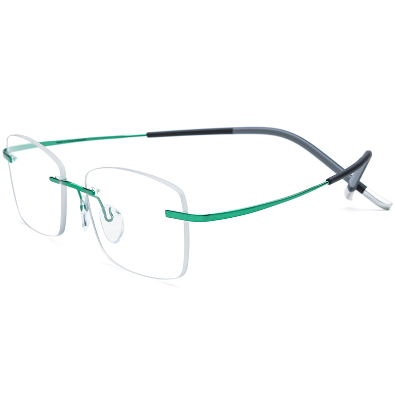 New Brand Design Titanium Frameless Square Optical Glasses - Green - MCROONS