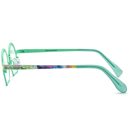Multicolour Print Titanium Round Optical Glasses Frame - MCROONS - side view