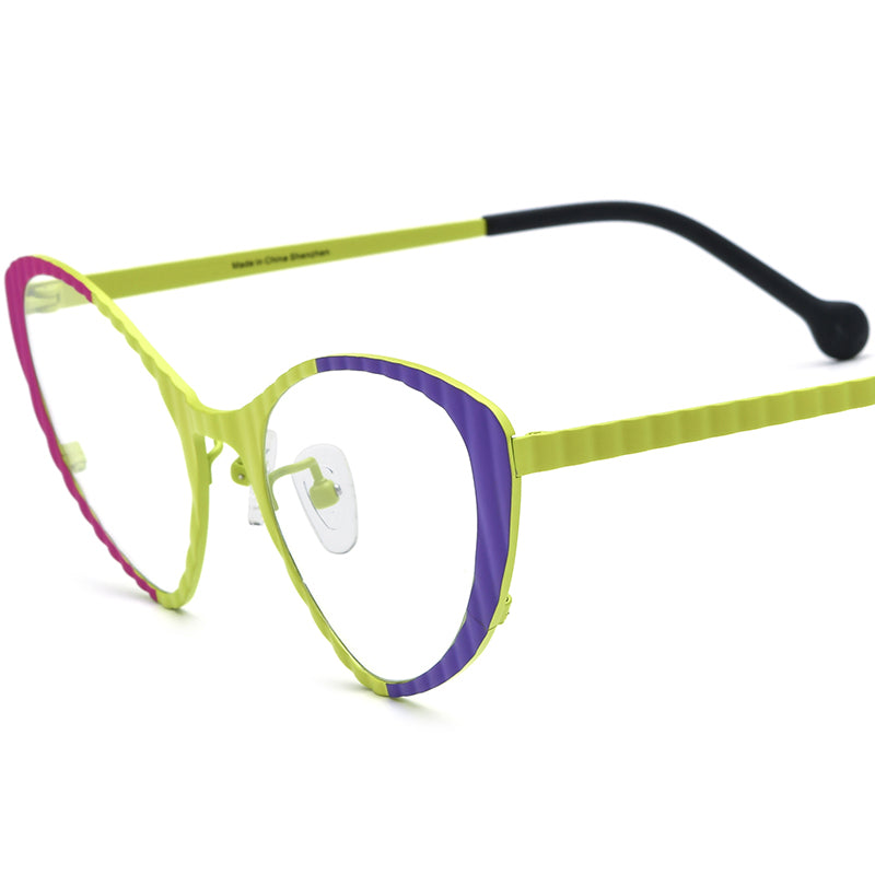 Colourful Cat Eye Titanium Optical Glasses Frame - Green - MCROONS