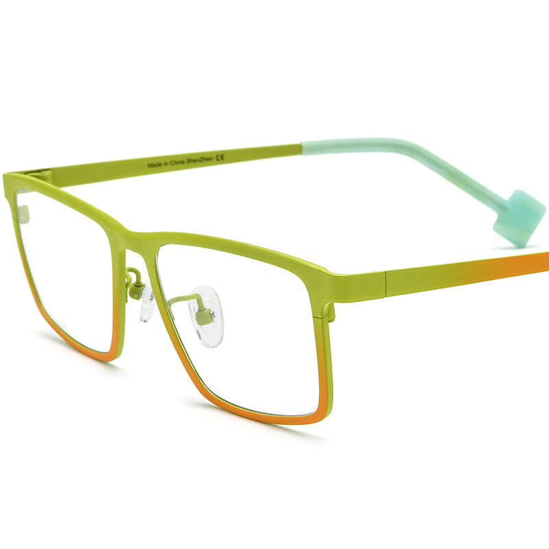 Colourful Titanium Square Optical Glasses Frame Retro - Green Gradient Orange - MCROONS