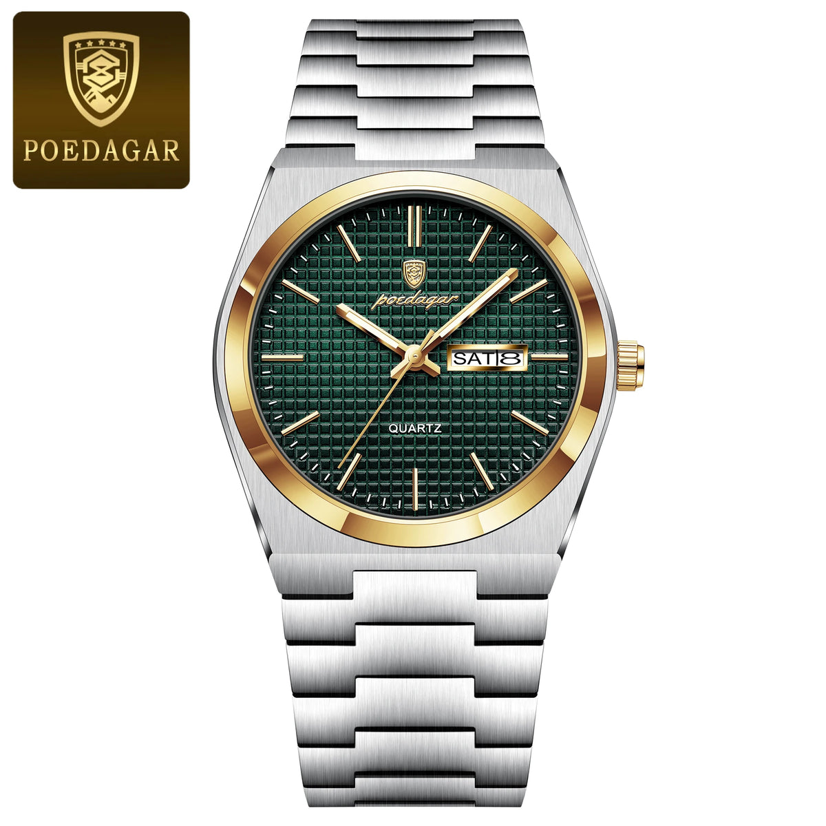Poedagar 821 Men's Luxury Quartz Watch – Stainless Steel Band, Waterproof, Luminous, Date